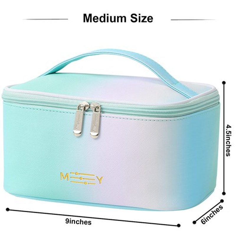 Gradient Makeup Bag Small Cosmetic Bags for Women Ladies Zipper Pouch Makeup Organizer Waterproof Cute Green Pink Blue(Rainbow Green)