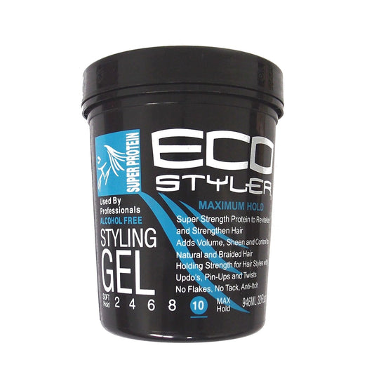 Ecoco Eco Style Gel 32 Oz - Super Protein Hair Gel for Gravity Defying Hold & Shine - Ideal for All Hair Types, Pin-Ups & Twists