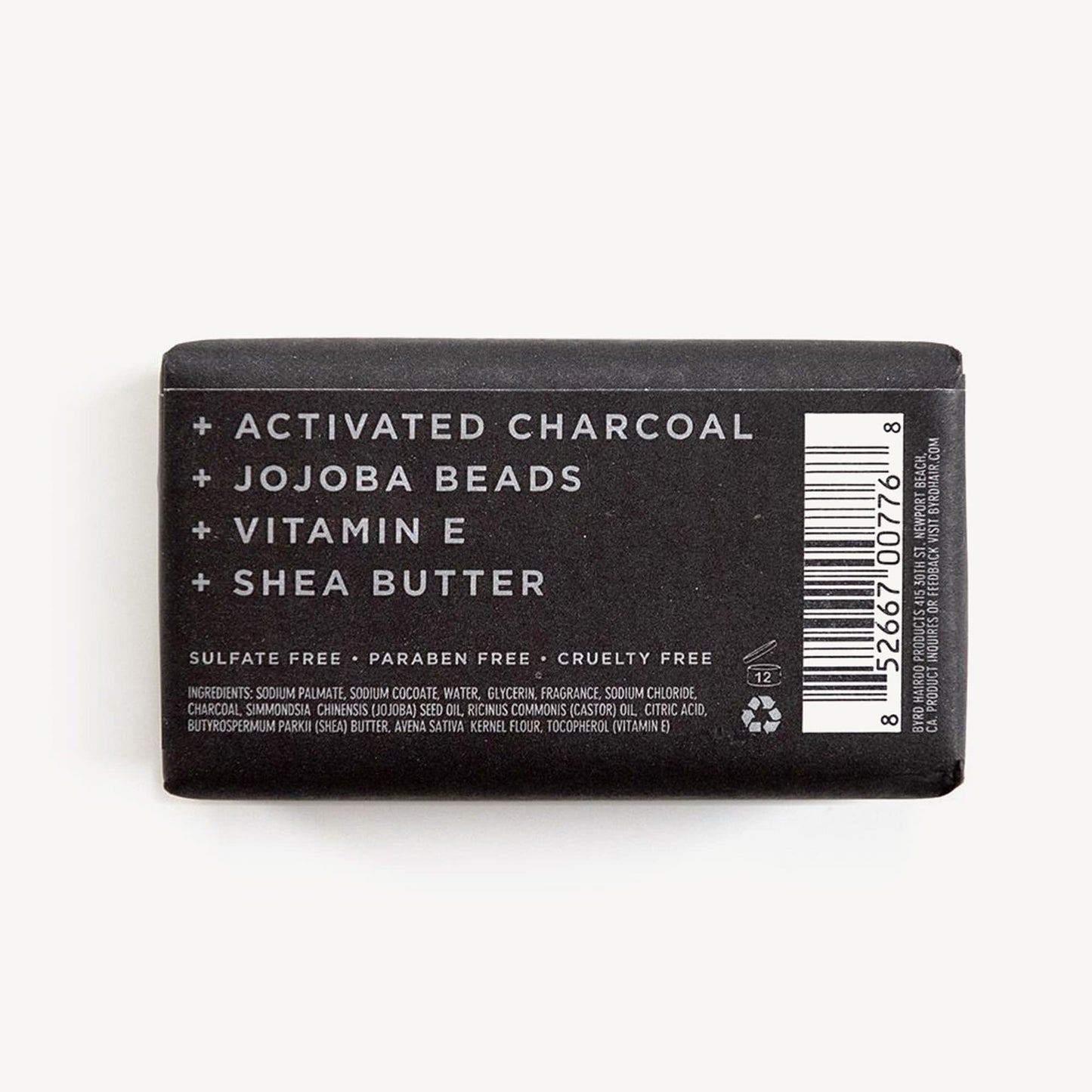 BYRD Activated Charcoal Exfoliating Soap Bar – Daily Cleansing Bar, Detox and Replenish Skin, Safe for All Skin Types, 5 Oz