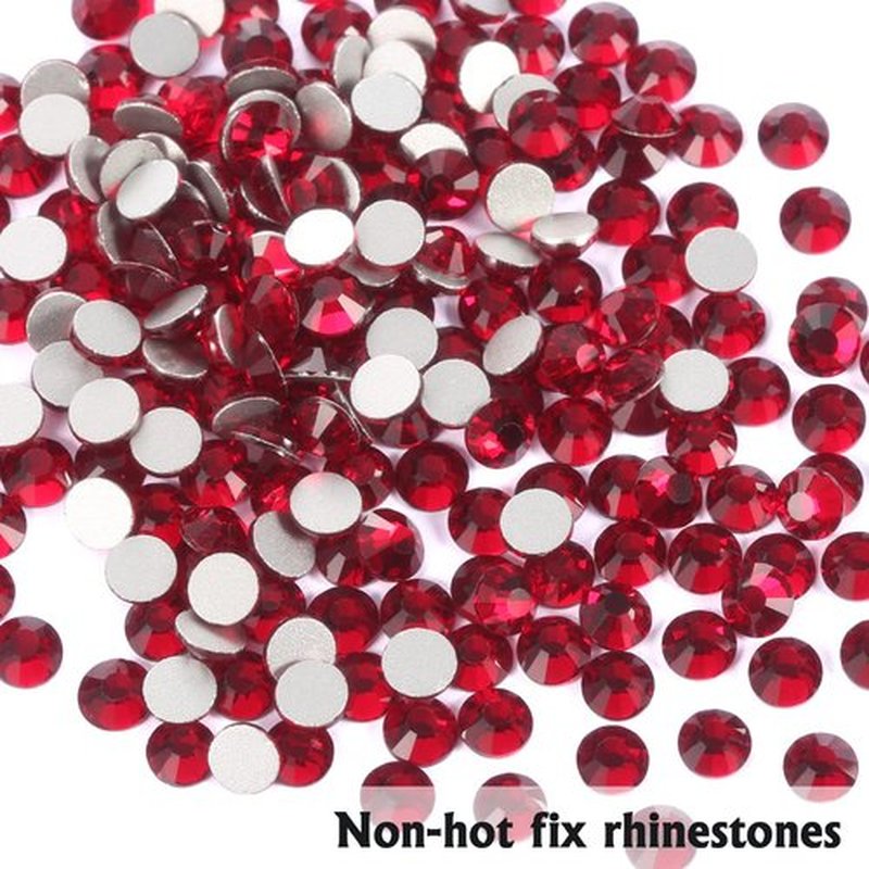 Dark Red Flatback Rhinestones for Crafts Glass Nail Rhinestones Nail Gems Crystals Non Hotfix Rhinestones for Makeup Bags Shoes Decoration DIY(SS20,1440pcs)