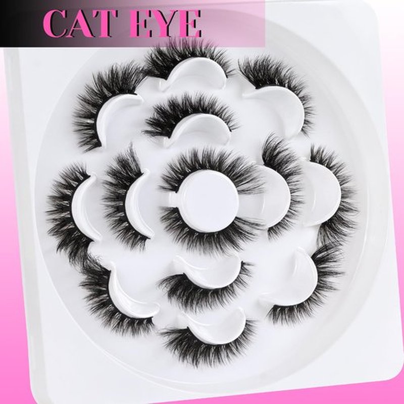 Veleasha 5D Faux Mink Lashes Handmade Luxurious Volume Fluffy Natural False Eyelashes 7 Pairs (Allure)