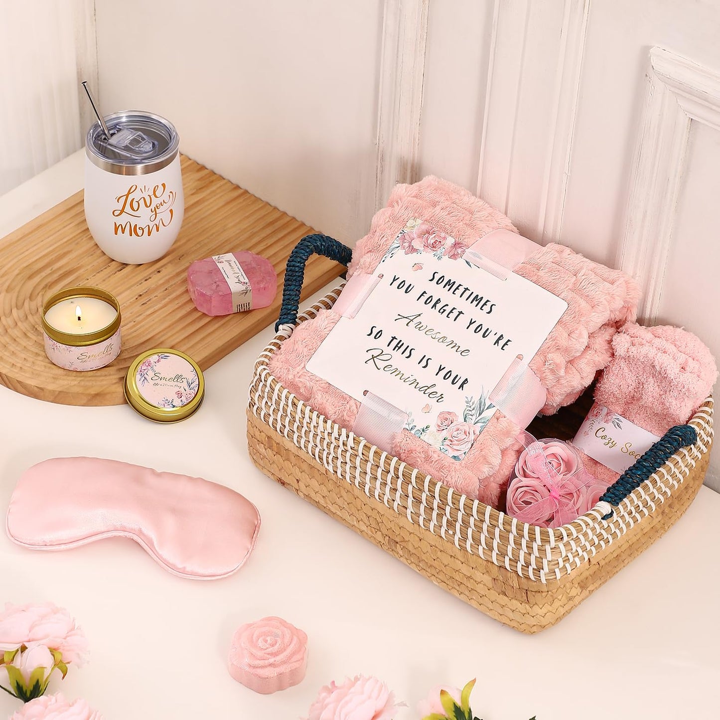 Mothers Day Gifts for Mom, Self Care Get Well Soon Gifts for Women, Relaxing Spa Gifts Basket Care Package Unique Birthday Valentines Galentines Gift for Women Sister Girlfriends