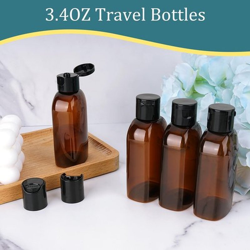 Cosywell Travel Shampoo Bottles 4pcs 3.4oz TSA Approved Travel Size Bottles for Toiletries Leak Proof Empty Lotion Containers with Flip Cap Small Plastic Squeeze Bottles