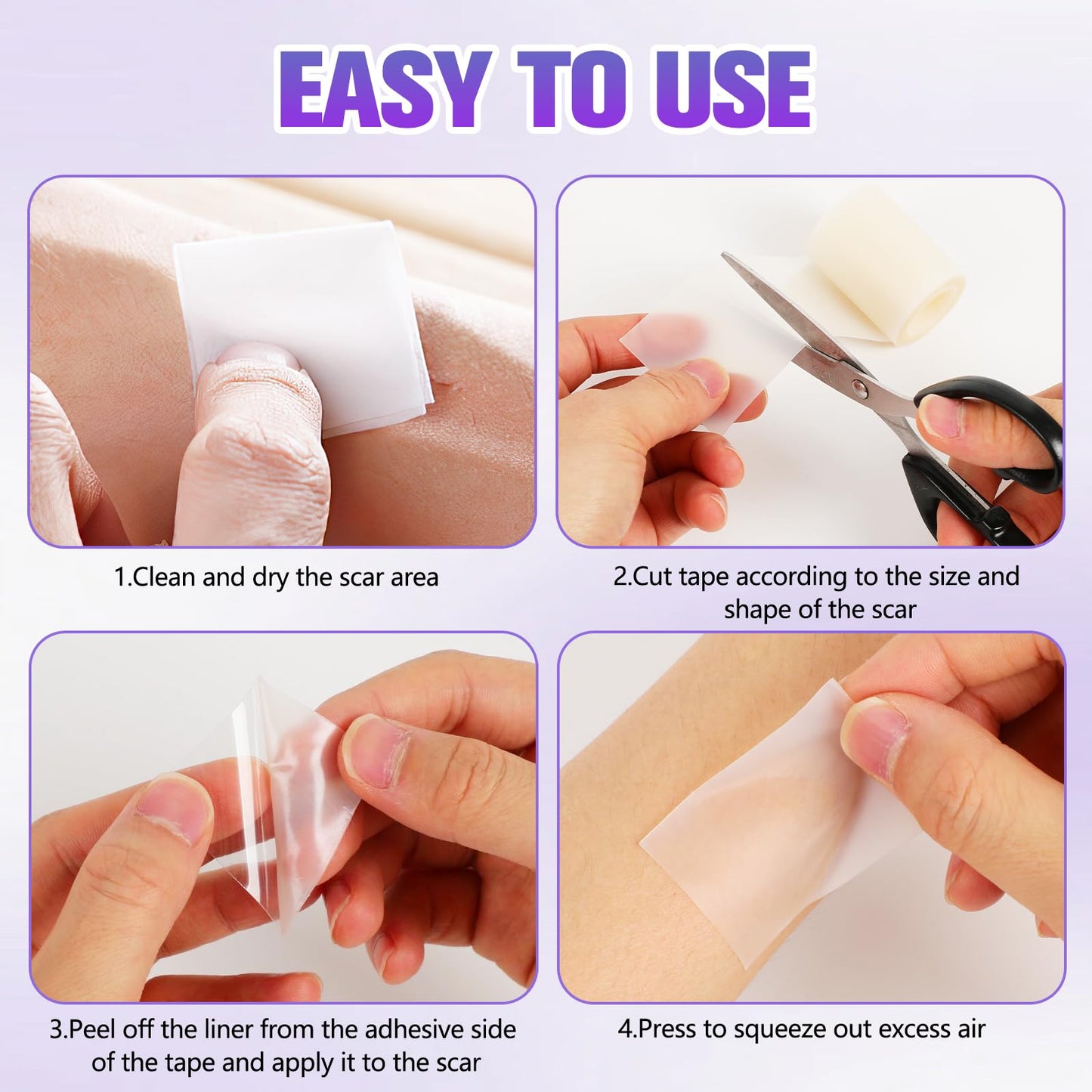 Collagen Tape, Collagen Sheets for Scars & Wrinkle, Silicone Scar Removal Strips for Various Different Scars and Wrinkles, for Surgeries Burn Acne Wounds Recovery