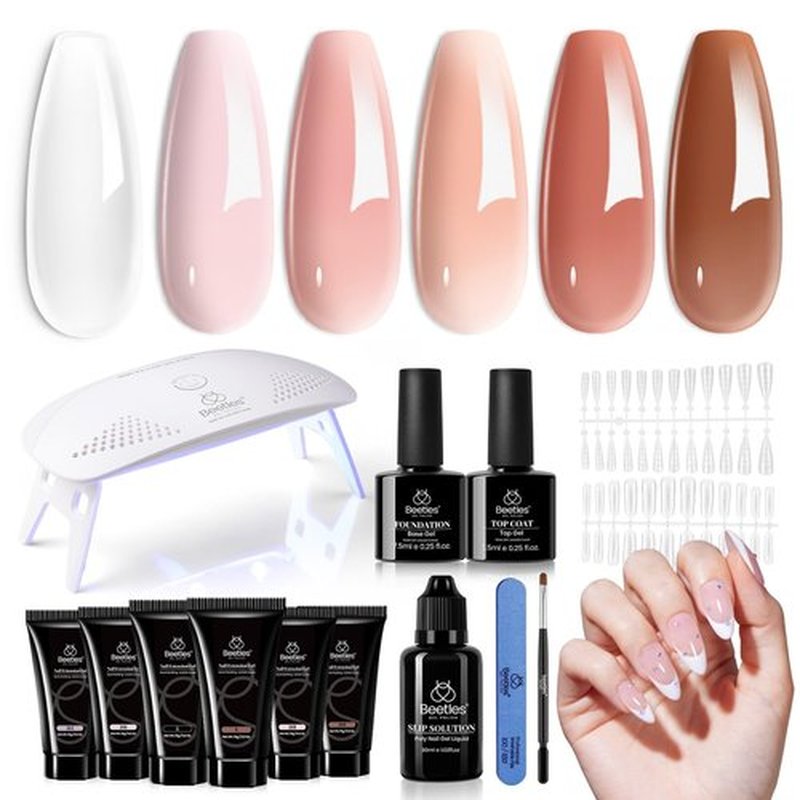 Beetles Dip Powder Nail Kit,6 Color Nude Pink Brown Dip Nails Powder Starter Kit All Season Nail Dip Powder Kit No Need Nail Lamp DIY Salon at Home New Year Gift for Women