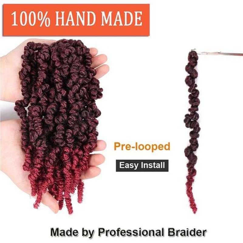 Dorsanee Pre-twisted Spring Twist Crochet Hair 8 Inch 4 Packs Short Curly Crochet Hair Pre Looped Crochet Braids Mini Passion Twists Fluffy Twist Synthetic Hair Extensions (8 Inch,Tbug#)