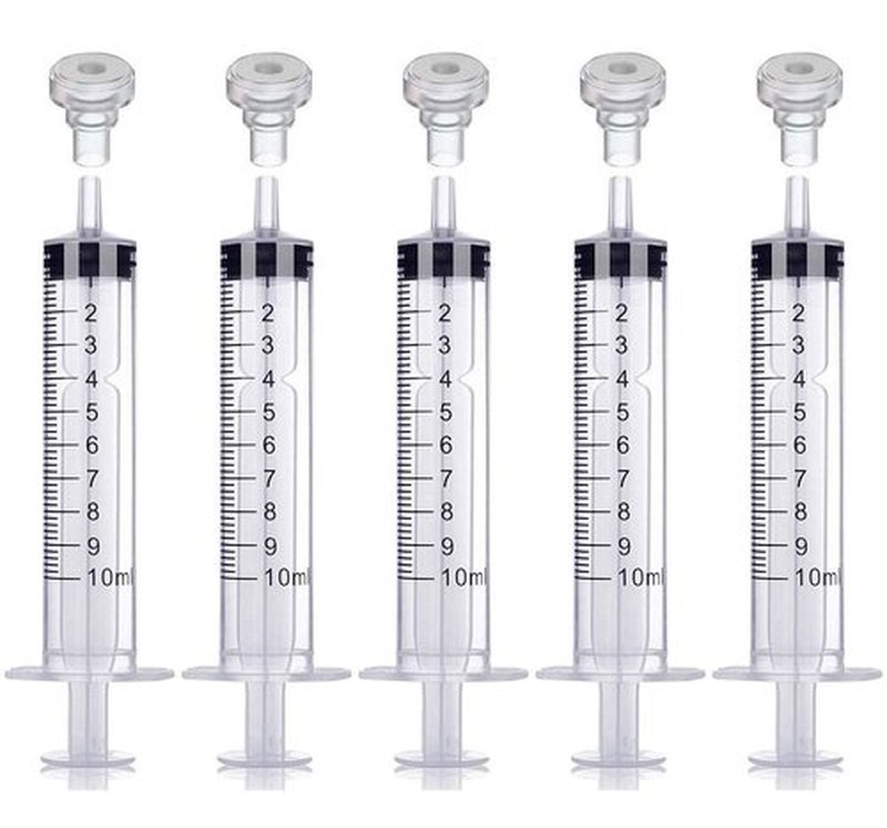 5 Packs 10ml Plastic Measuring Syringe With 5 Injector Kit, No Needle Perfume Dispenser Pump Perfume Refill Tool Perfume Decanting Supplies for Travel Empty Perfume Bottles