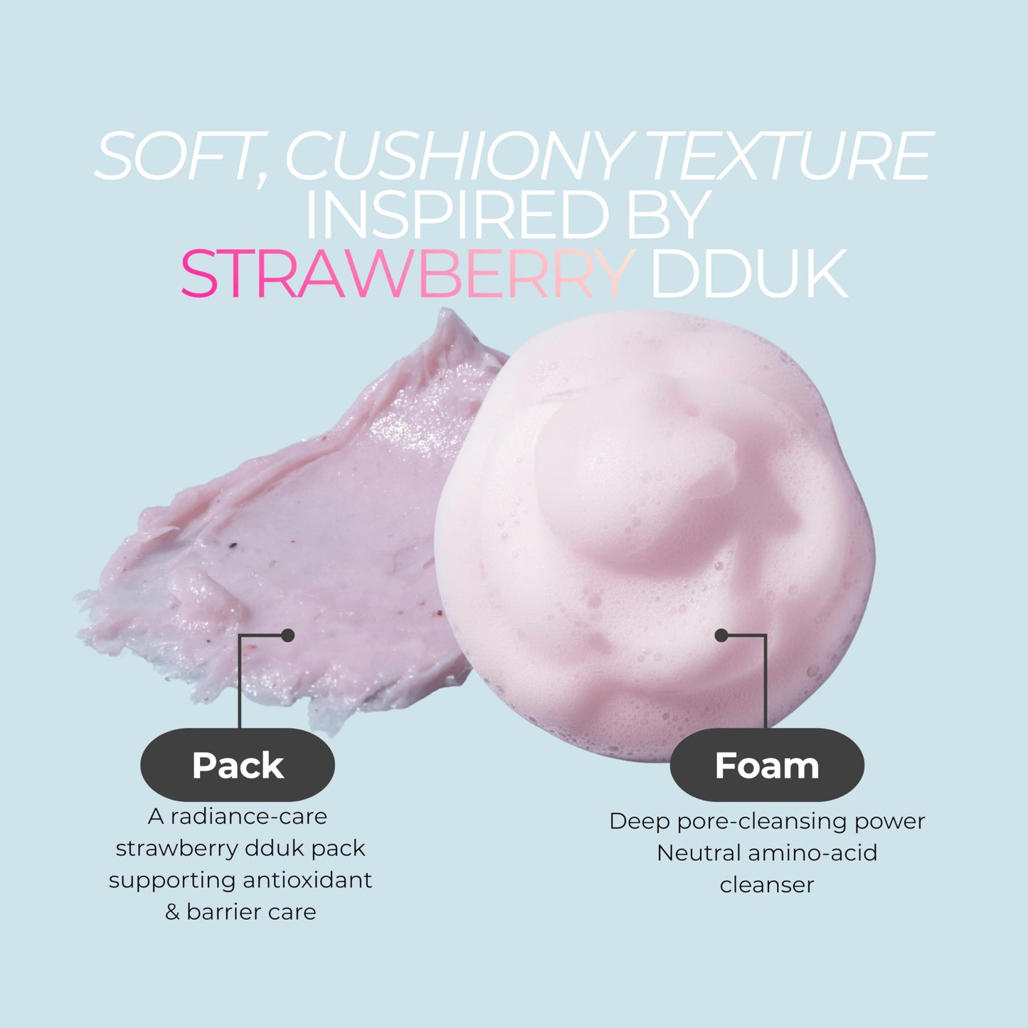 BeBreeze Busan Strawberry Dduk Pack Cleanser – 3-in-1 Korean Pack & Foam Wash with Rice & Strawberry Powder – Hydrating Neutral pH Amino Acid Wash – Vegan K-Beauty Facial Cleanser, 4.23 oz