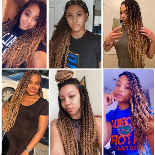 Passion Twist Hair 14 Inch Water Wave Synthetic Curly Crochet Braids for Passion Twist Crochet Braiding Hair Extensions Bohemian Curl 7 Packs (14inch, Ombre brown blonde)