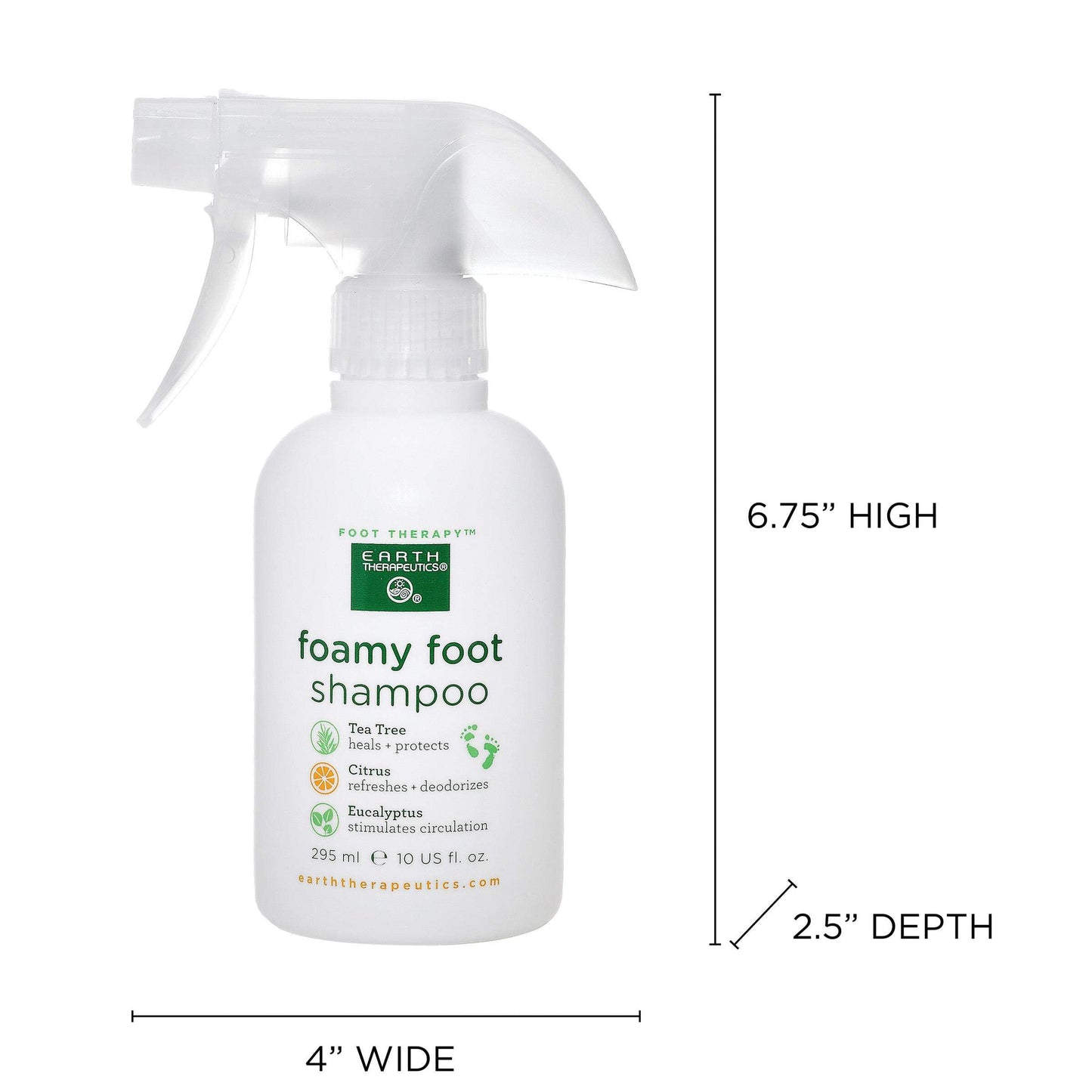Earth Therapeutics Foamy Foot Shampoo with Citrus, Eucalyptus, and Tea Tree Oil for Deodorizing and Refreshing Feet