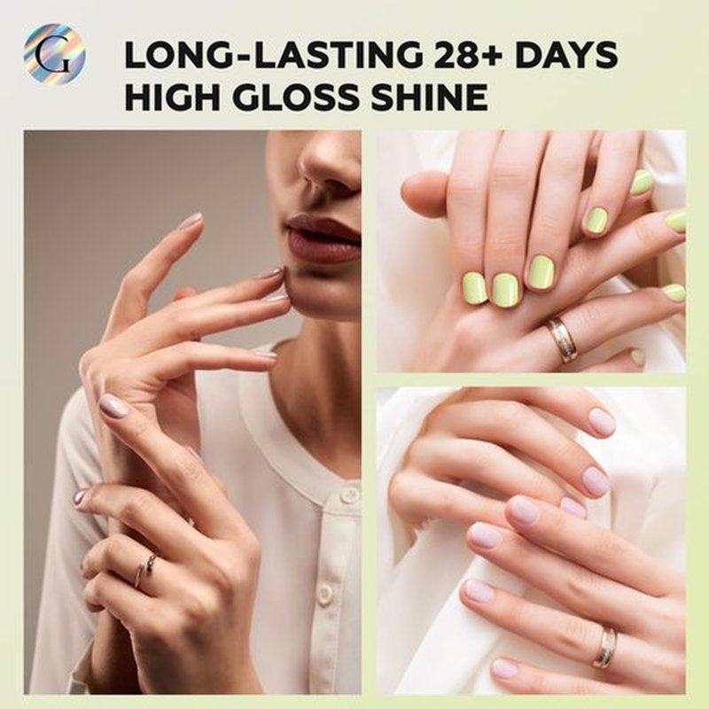 GLOSS Pastel Gel Nail Polish Set | 6 Pcs HEMA Free Gel Polish with White, Light Grey, Grey, Butter, Light Yellow, Milky White, UV LED Gel Polish, Soak off Home Manicure Salon Gifts for Women
