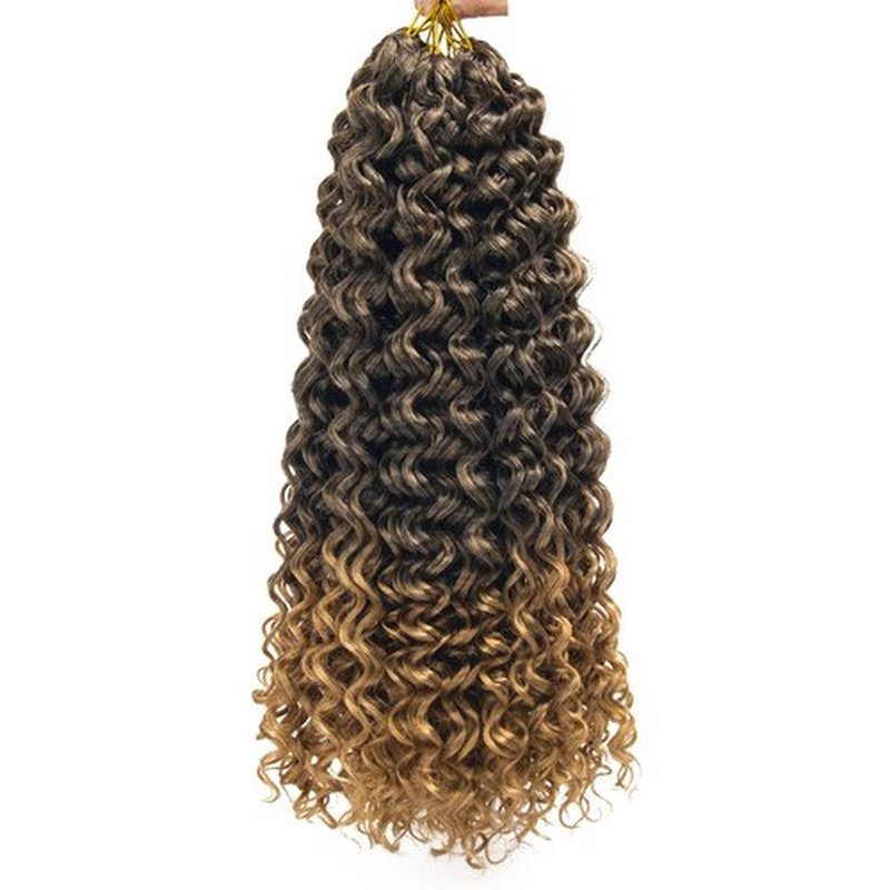 GoGo Curl Crochet hair 18inch Water Wave Crochet hair Ombre Blonde Synthetic Bohemian Crochet Braids Deep Wave Braiding hair Extensions (5Packs,1B/27)