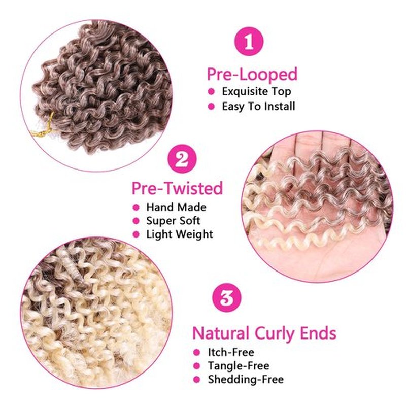 8 Inch Short Passion Twist Crochet Hair - 9 Bundles Marlybob Kinky Curly Crochet Hair for Black Women and Kids - Water Wave Crochet Braids