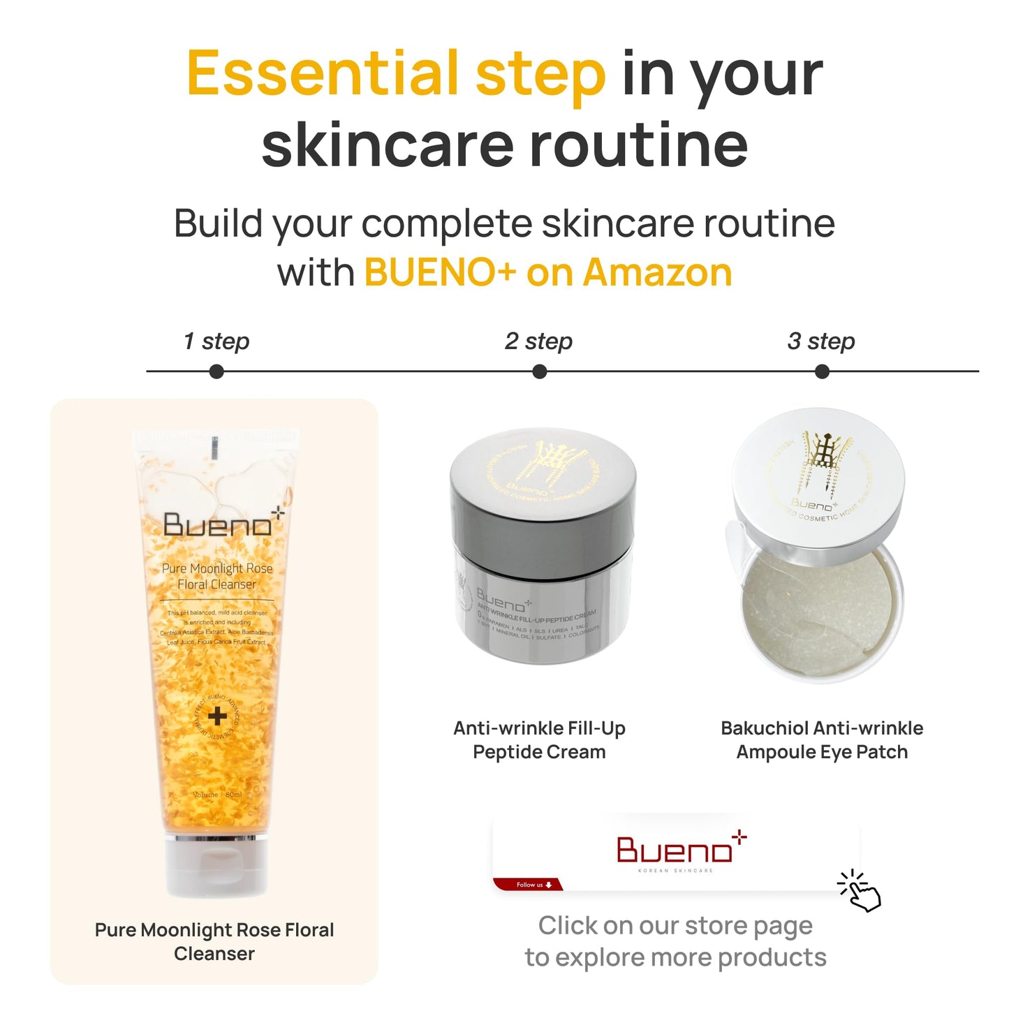 Bueno+ Pure Moonlight Rose Floral Cleanser | Anti-Aging Gentle Face Wash with Rose Petals for All Skin | Exfoliating and Moisturizing | Vegan Gel Rich in Antioxidantsl 2.7, Fl Oz