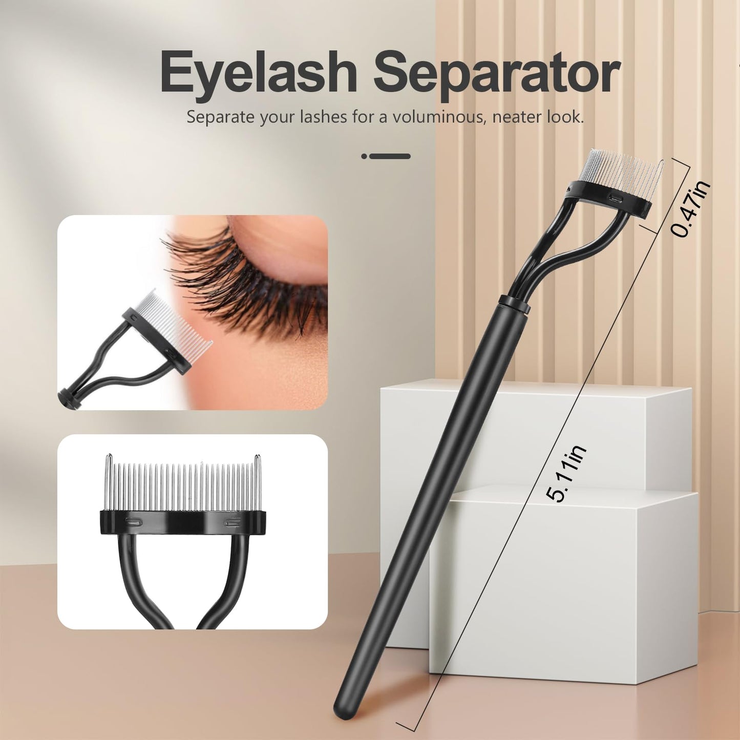 SWEET VIEW Eyelash Comb Lash Separator Tool Brow Brush & Lash Spoolie Professional Eye Makeup Tools (4 Pieces Set)
