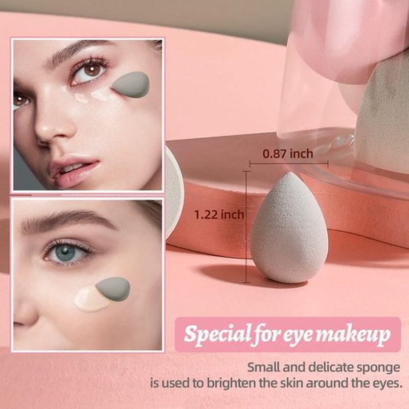 Makeup Sponge Set BS-MALL Blender Sponges 7 Pcs for Liquid, Cream, and Powder, Multi-colored with 1 Mini Makeup Sponge Pink (F-PinkGrey)