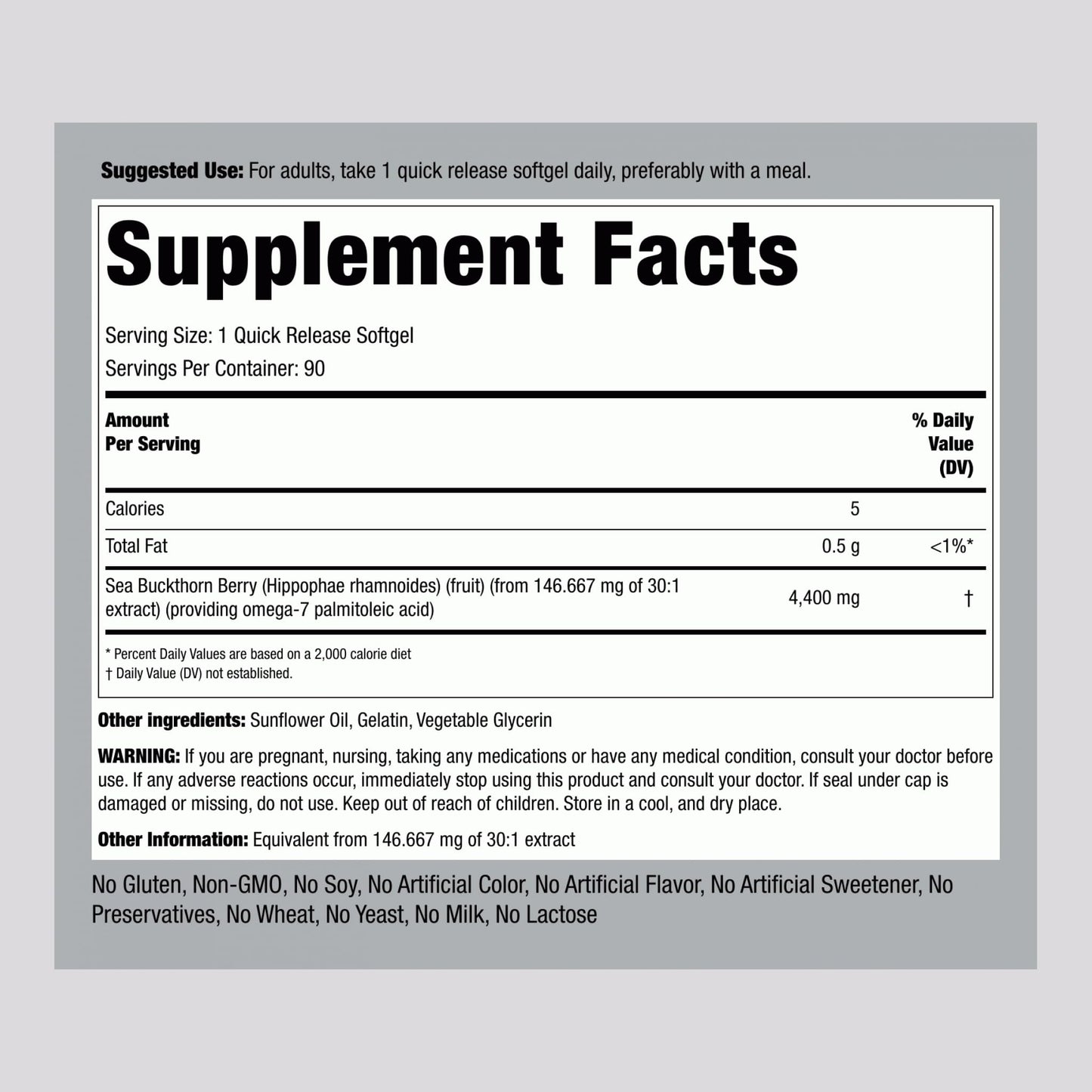 Piping Rock Sea Buckthorn Oil Capsules | 90 Softgels