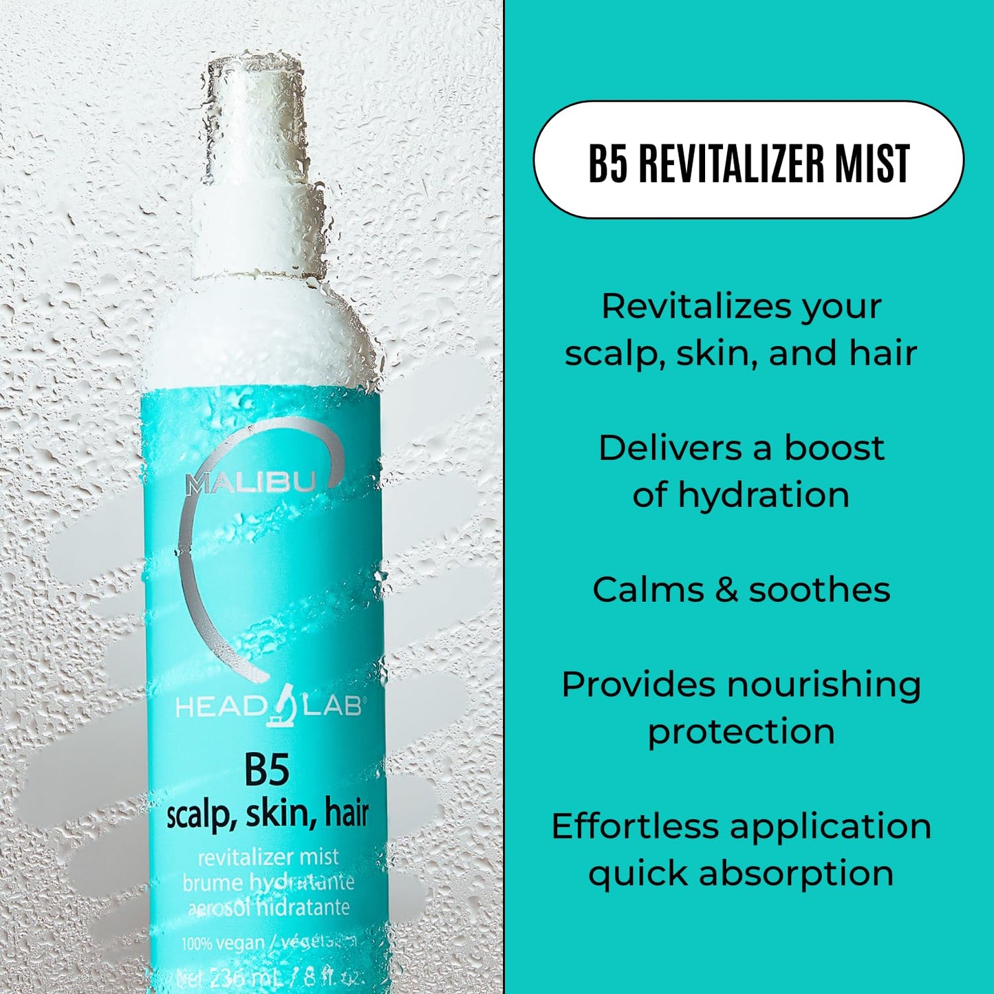 Malibu C Vitamin B5 Hydrating Mist - Multi-Use Scalp & Skin Revitalizer (8 oz)