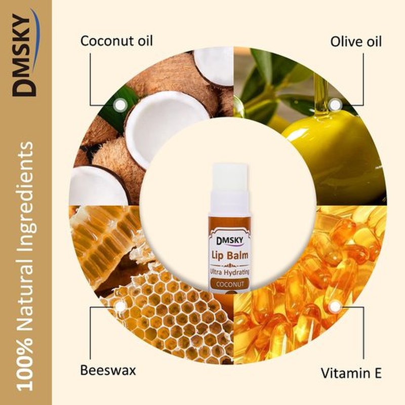DMSKY Lip Balm 240 Pack, Lip Balm Bulk with Vitamin E and Coconut Oil, Moisturizing Lip Balm for Dry Cracked Lips-15 Flavors