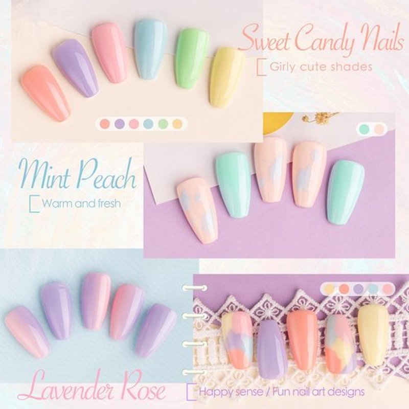 Gellen Gel Nail Polish Kit - 16PCS Pastel Dreamy Nail Polish Set With Top Base Coat, Spring Macaron Pink Blue Summer Gel Polish Soak Off UV Gel Manicure Salon Kit