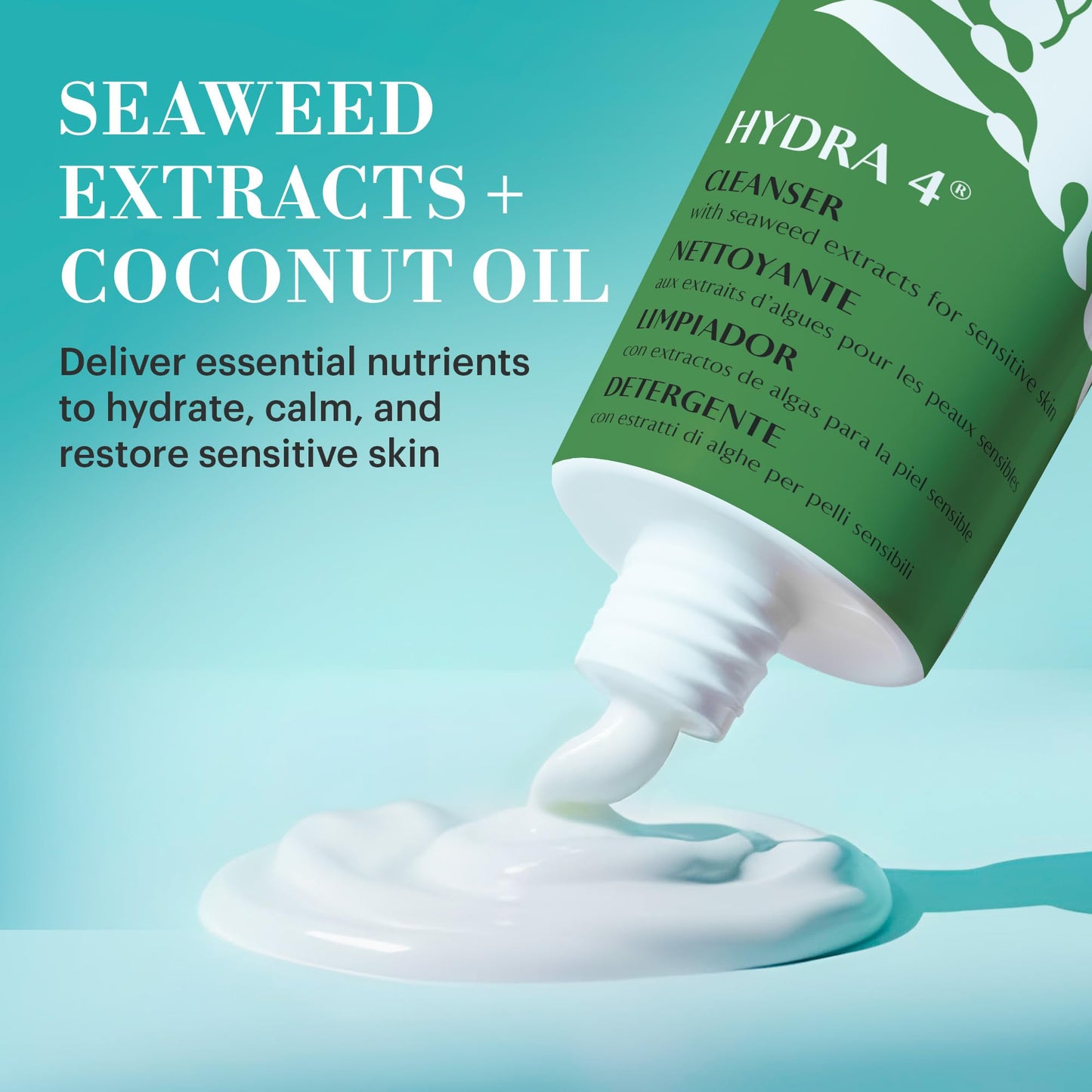 Repechage Hydra 4 Cleanser for Sensitive Skin – Gentle Daily Facial Cleanser with Seaweed Extracts, Coconut & Olive Oils, Lactic Acid for Light Exfoliation & Removes Makeup, Balances Skin, 177mL / 6oz