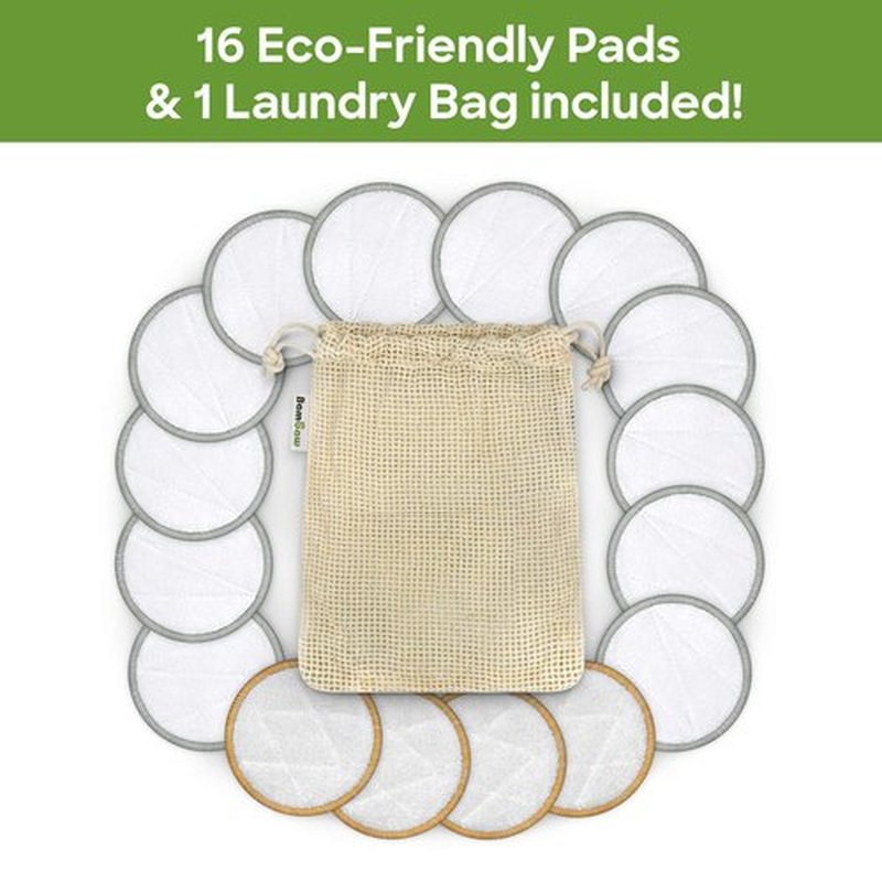 Bambaw Reusable Makeup Remover Pads | 16 Cotton Rounds with Laundry Bag | Reusable Cotton Pads for Face | Eye Makeup Remover Pads | Cotton Rounds for Face | Reusable Cotton Rounds | Cotton Pads