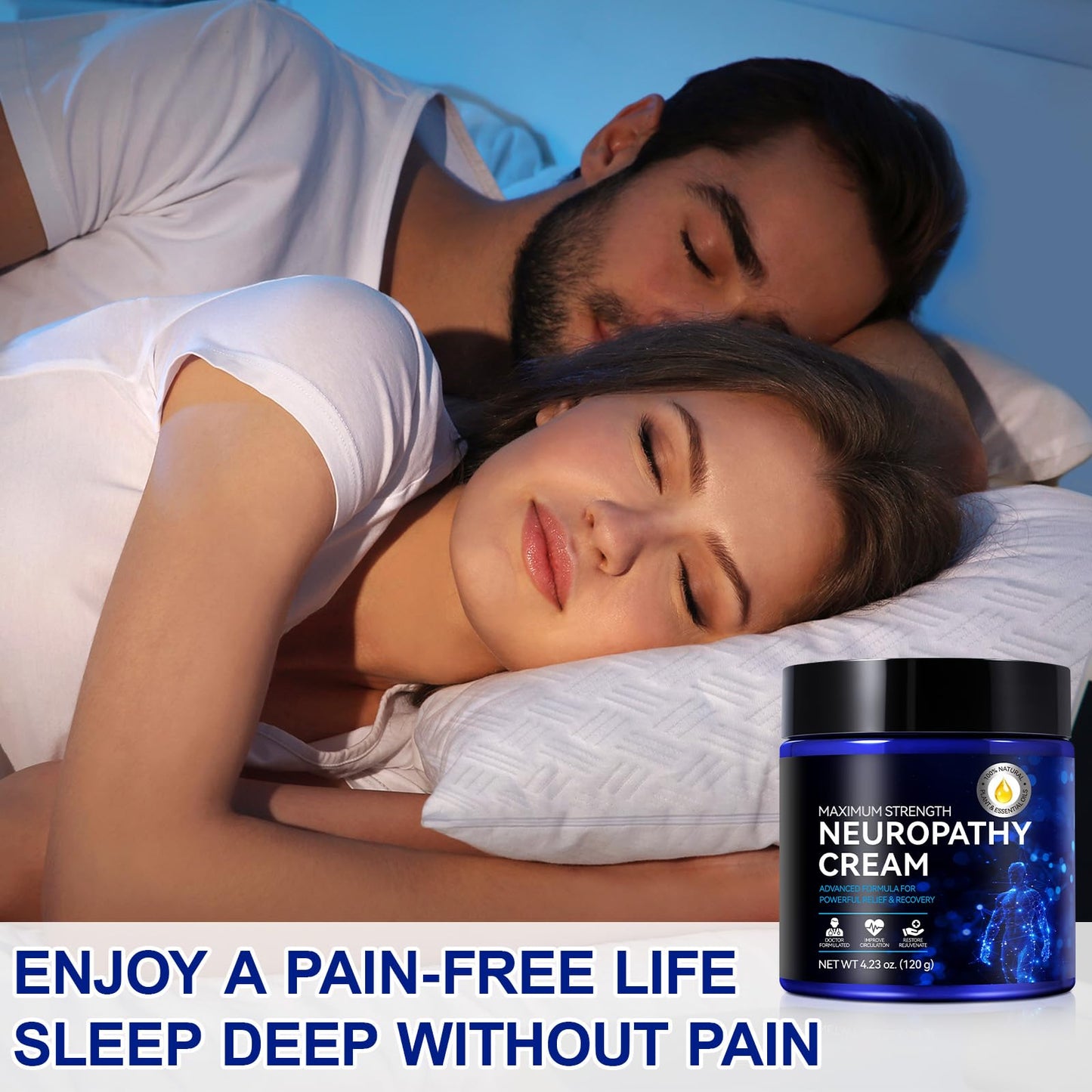 Neuropathy Cream for Feet, Legs & Hands – Lightweight, Plant-Based Formula with Cooling Comfort, 4 oz