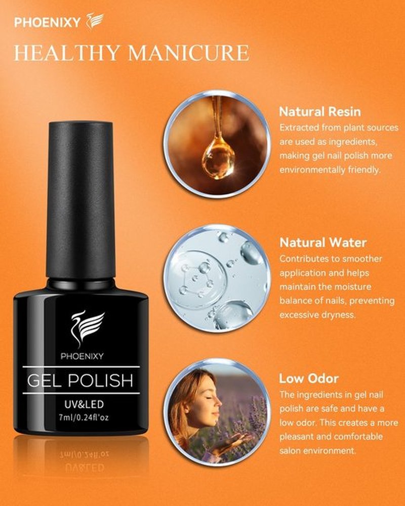 Phoenixy 47 PCS Gel Nail Polish Kit with 48W U V Light, Fall Gel Polish Nail Set 26 Colors Dark Blue Orange with Base Matte Top Coat Manicure Tools Nail Art Salon DIY at Home Gift for Women