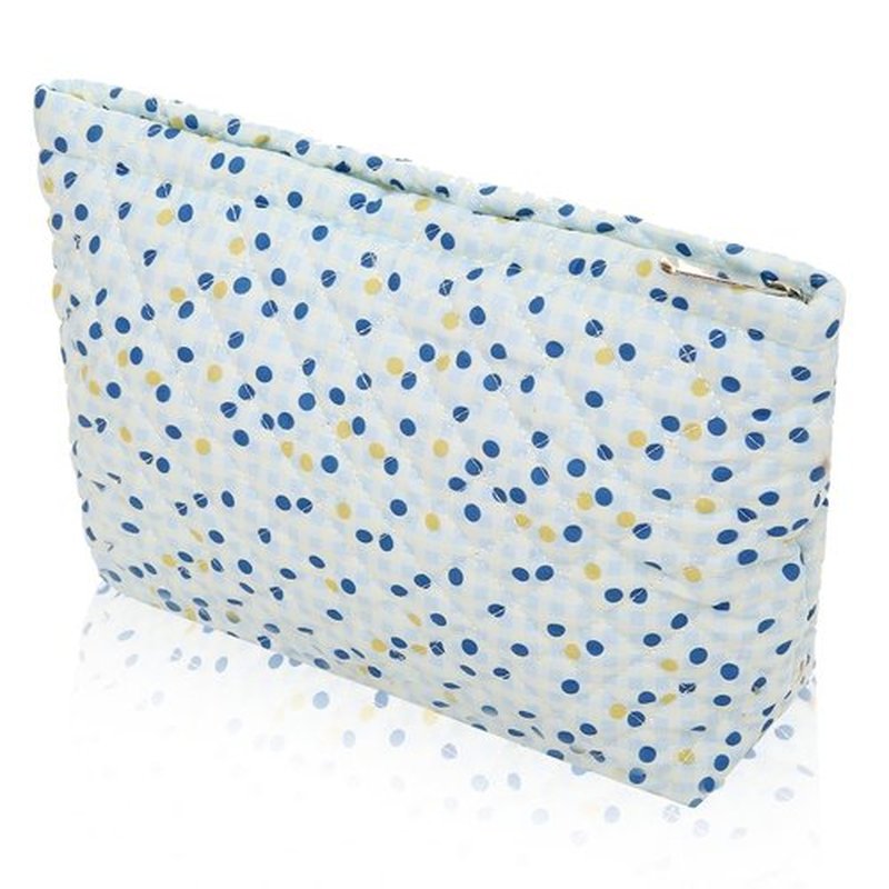 Wudimeitt Cosmetic bag Makeup bag Preppy Cute Corduroy Toiletry bag for women travel essentials (Blue Dot)