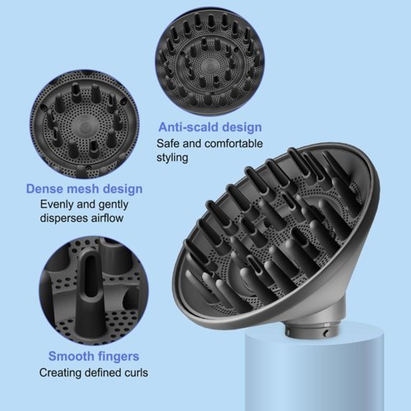 ZEPHBLOW Large Hair Diffuser Attachment for Dyson Airwrap, Upgraded 6-Inch Diffuser Nozzle Compatible with Airwrap Styler, Diffuser Attachment for Airwrap HS01/HS05,Grey