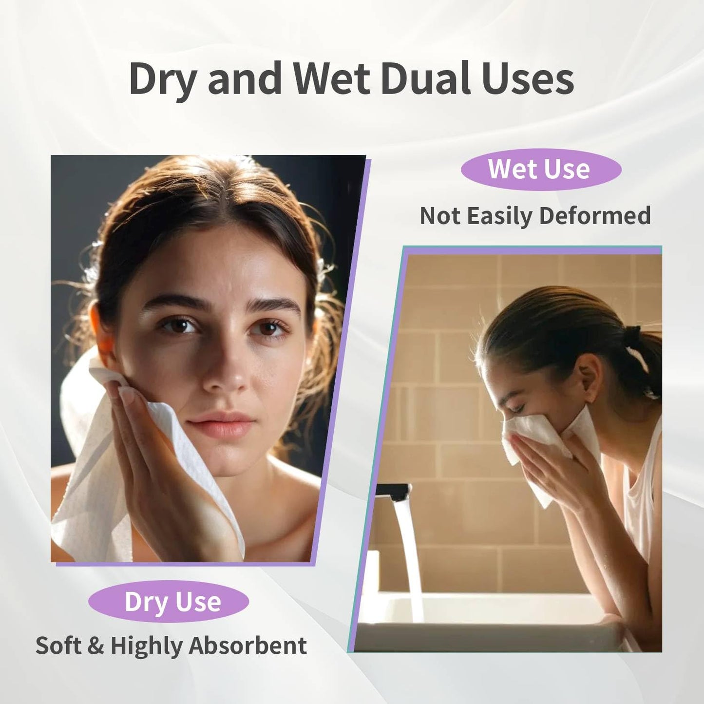 Disposable Face Towels(4 Box), Biodegradable Soft & Skin Friendly Face Towelettes Disposable, Makeup Remover Dry Wipes Tissue for Women, Facial Wash Cloth Travel