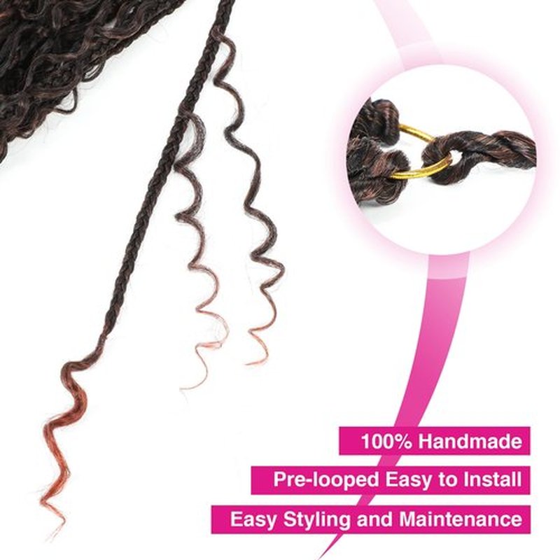 12inch Goddess Box Braids Crocht Hair Bob Goddess Box Braids Curly Ends Crochet Box Braids Pre-looped Synthetic Crochet Hair Extensions 16strands/pack (12inch(Pack of 8), T350)