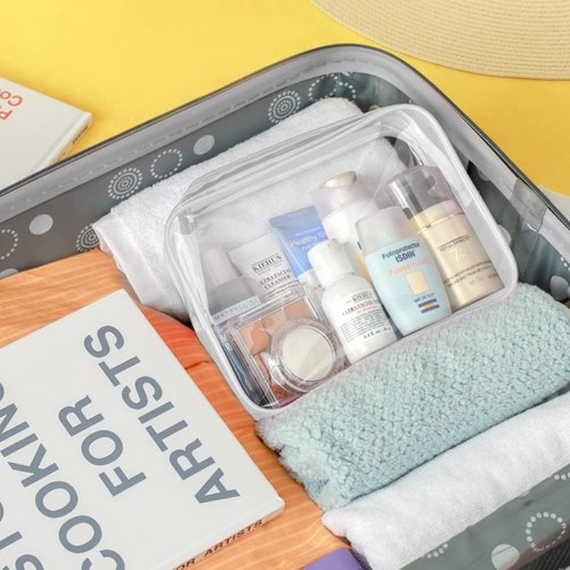 PACKISM Clear Makeup Bags - 2 Pack Quart Size Travel Bag TSA Approved Clear Travel Bags for Toiletries, Clear Cosmetic Bags Carry on Clear Toiletry Bag TSA Approved Toiletry Bags, White