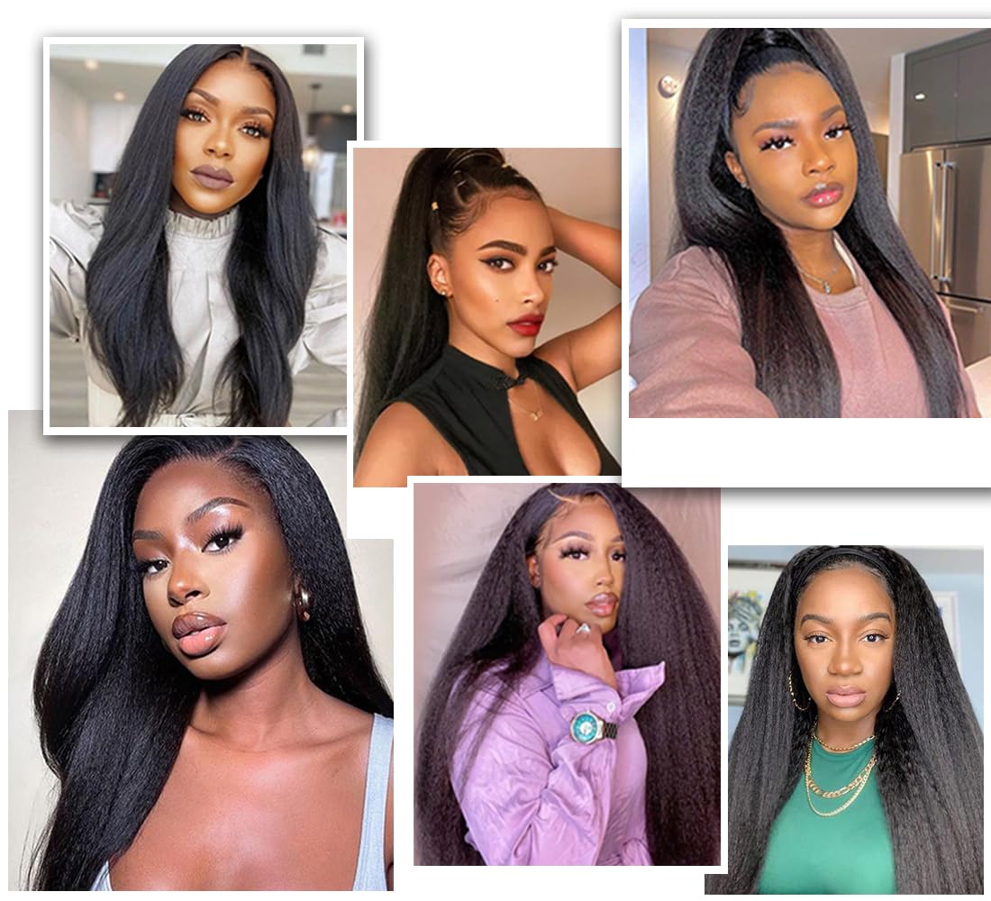 OLFORY Hair Bundles 12A Yaki Kinky Straight Human Hair 1 Bundles 100% Unprocessed Mongolian Virgin Human Hair Weave Extensions Natural Color Single Bundles (22 inch)