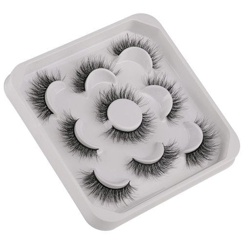 JIMIRE Faux Mink Lashes Natural Wispy Faux Mink Lashes Fluffy Soft Volume False Eyelashes 5 Pairs