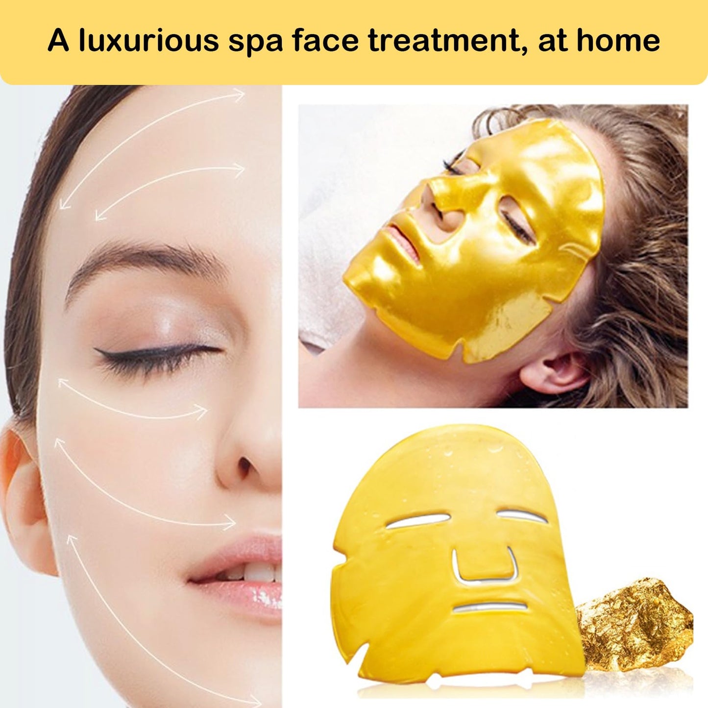 Adofect 15 Pack 24K Gold Crystal Collagen Facial Masks, Anti Wrinkle Collagen Facial Patches for Women, Deep Hydrating & Moisturizing, Reduce Puffiness, Perfect Self-Care Gift for All Skin Types