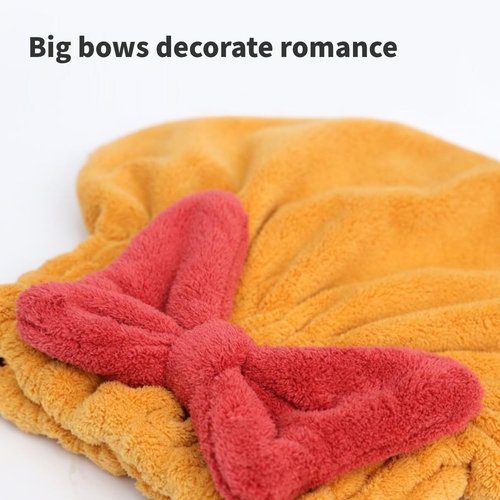 MYNOCK New Super Absorbent Hair Towel Wrap for Wet Hair, Efficient Hair Towel, Soft Absorbent Quick Drying Cap with Bow-Knot,Microfiber Super Absorbent Hair Towel Wrap (red, 1pcs)