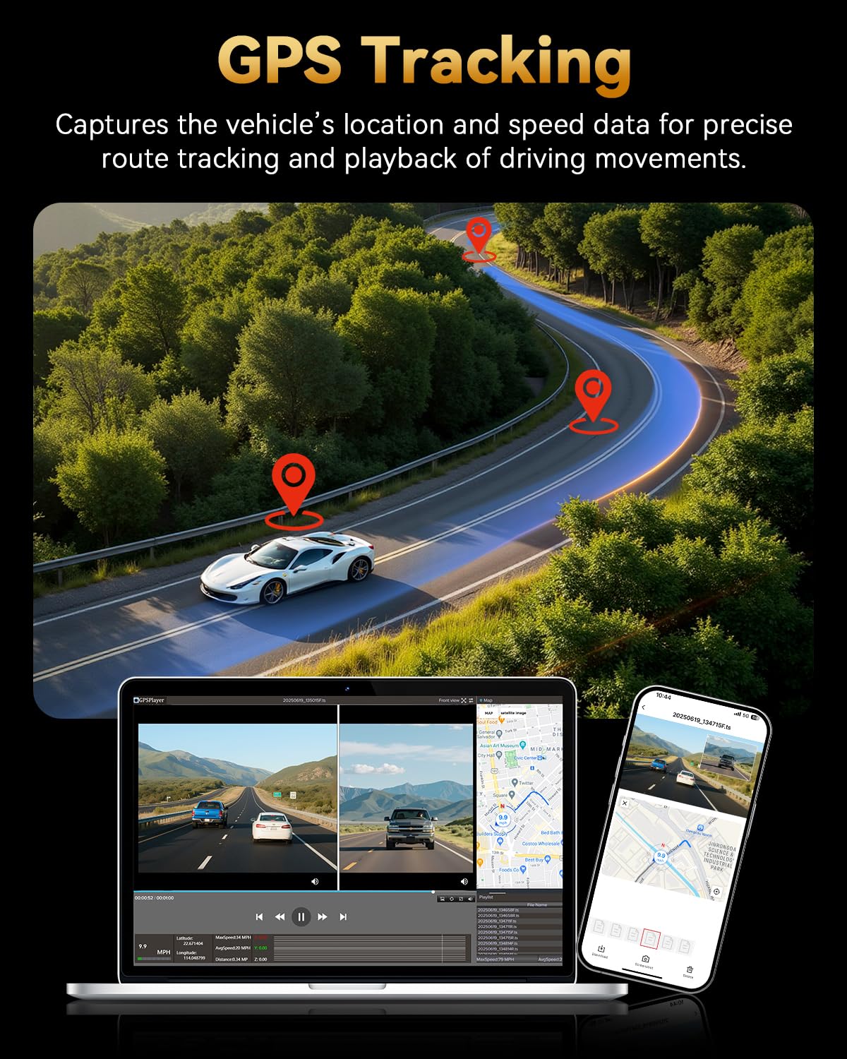 TERUNSOUl 1K+1080 Dash Cam, 2 pcs in-Visor Mounted