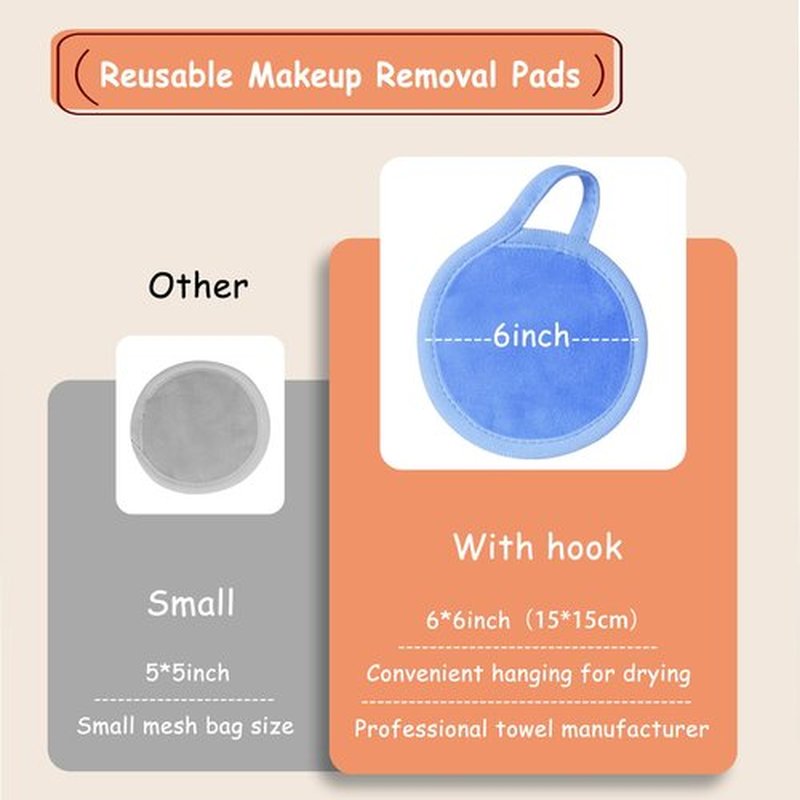 Nugilla Makeup Remover Pads, 18 Packs Microfiber Face Cloth with a Washable Laundry Bag, Reusable Rounds Towels for Face Cleaning, Soft Facial Rounds Wipes Eyes/Lips Clean for Women Gifts, Blue