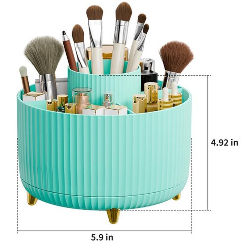 360° Rotate Makeup Brush Holder Organizer, Makeup Organizers Countertop, Makeup organization and Skincare Storage for Vanity, Desktop, Bathroom (Mint Green)