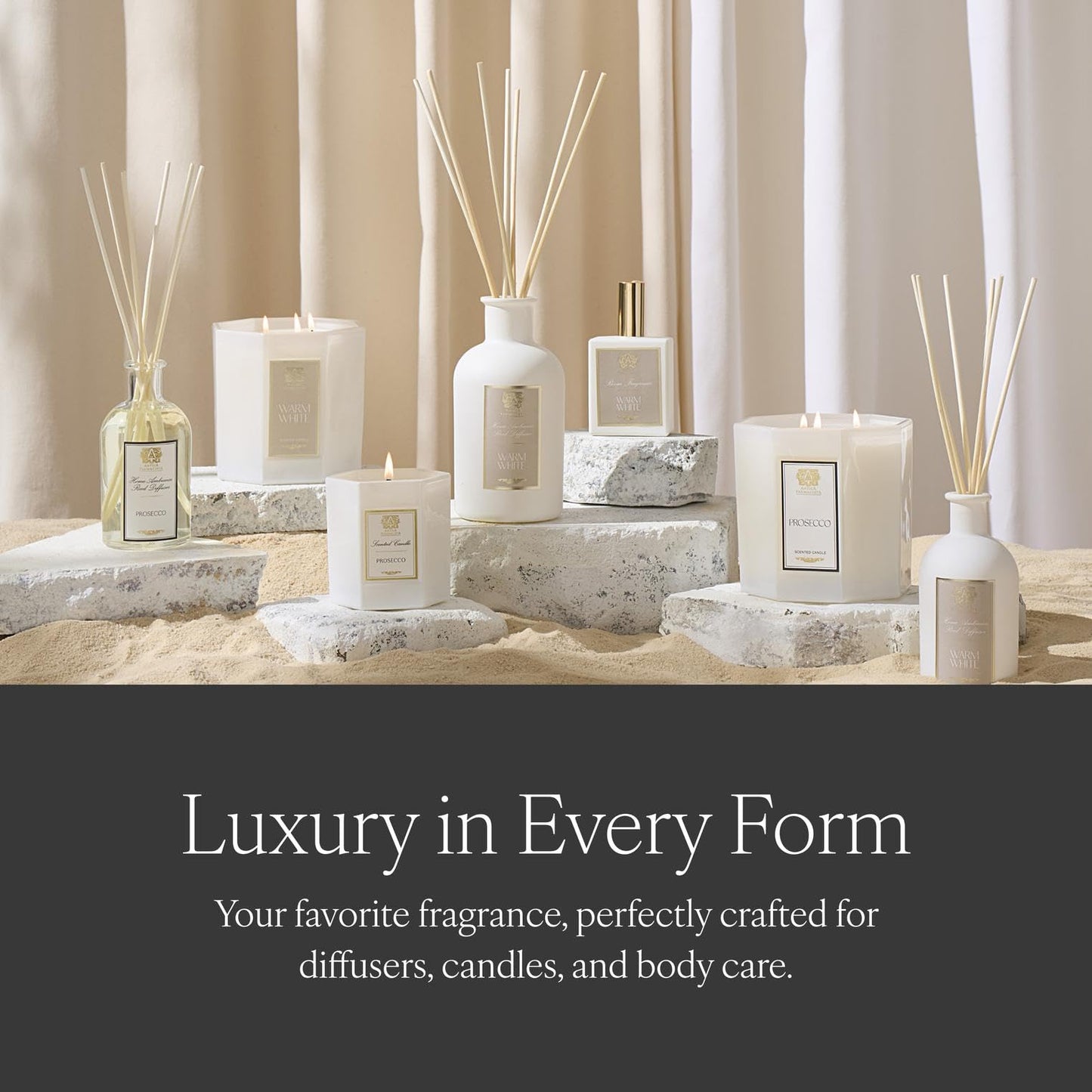 Antica Farmacista Home Ambiance Fall 2025 - Collection of 3 Reed Diffusers with White Spruce, Cask & Prosecco Black, 3.4 fl oz Each