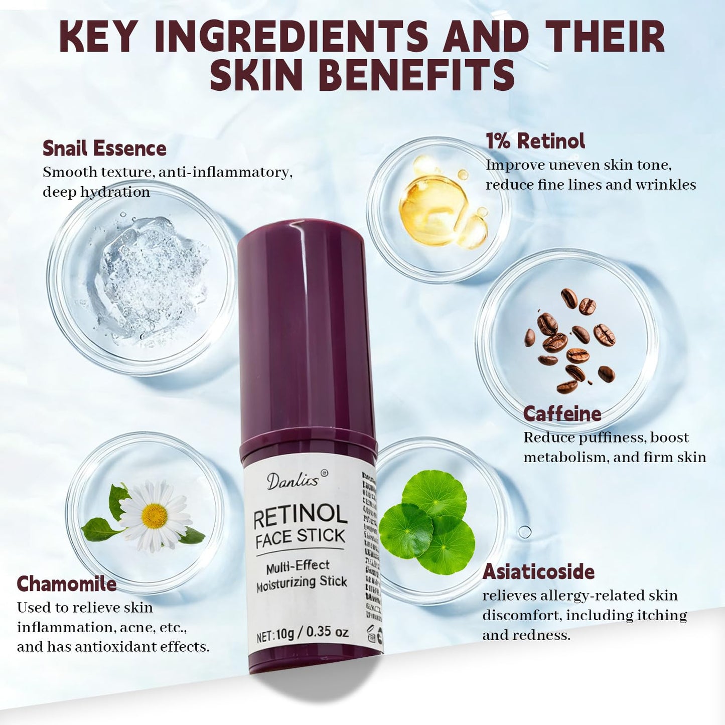 Retinol Firming Face Stick – Tightens and Firms Face, Neck & Jawline | All-Over Moisture & Brightening Stick for Eyes with Niacinamide, Caffeine & Snail Mucin | 0.35 oz