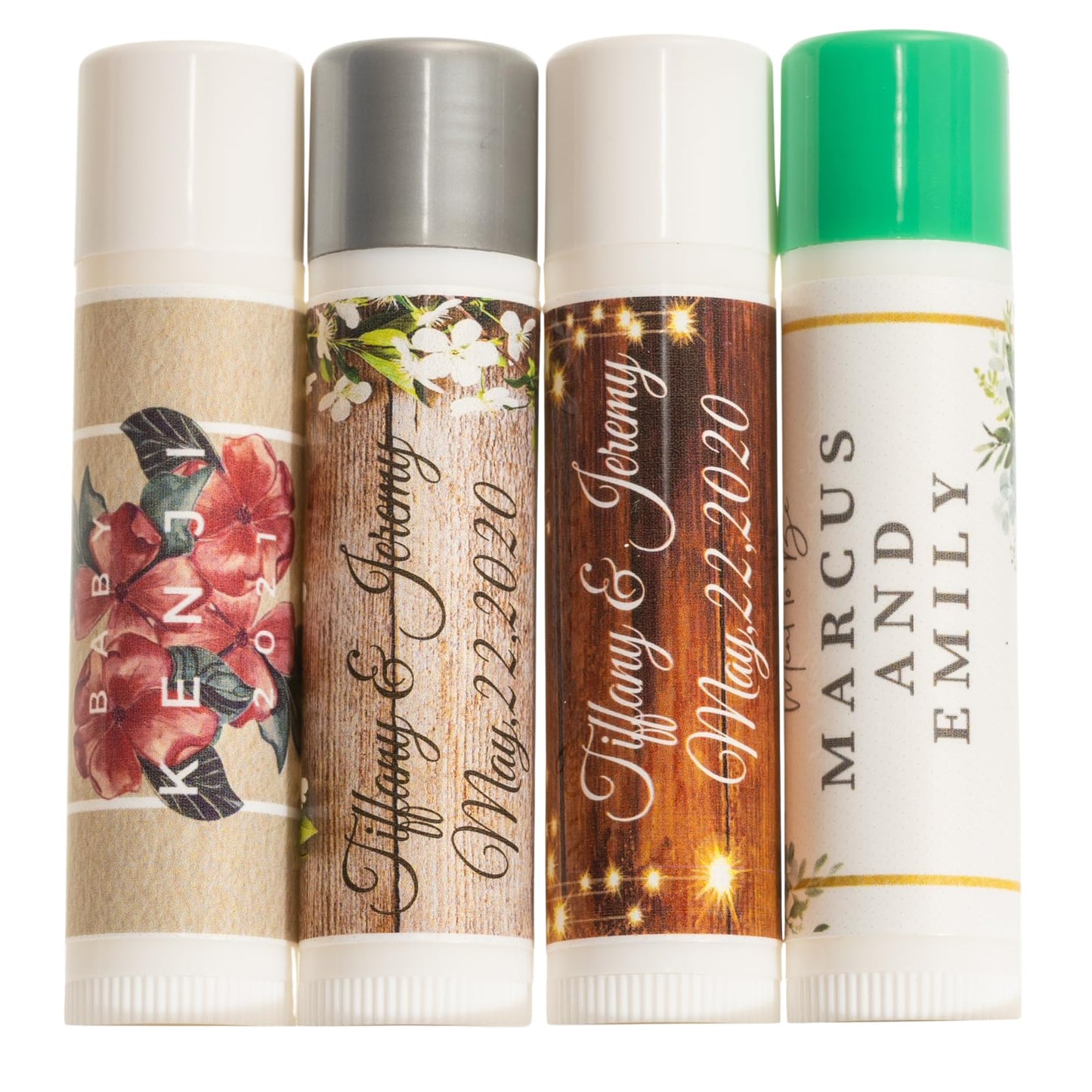 Wedding Lip Balm Favors 50 Pack | Custom Personalized Names & Date | Bulk Wedding Party Favors