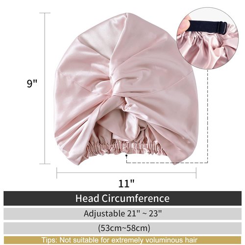 ZIMASILK 22 Momme 100% Mulberry Silk Sleep Cap for Women Hair Care,Natural Silk Night Bonnet with Elastic Stay On Head (1Pc, PINK)