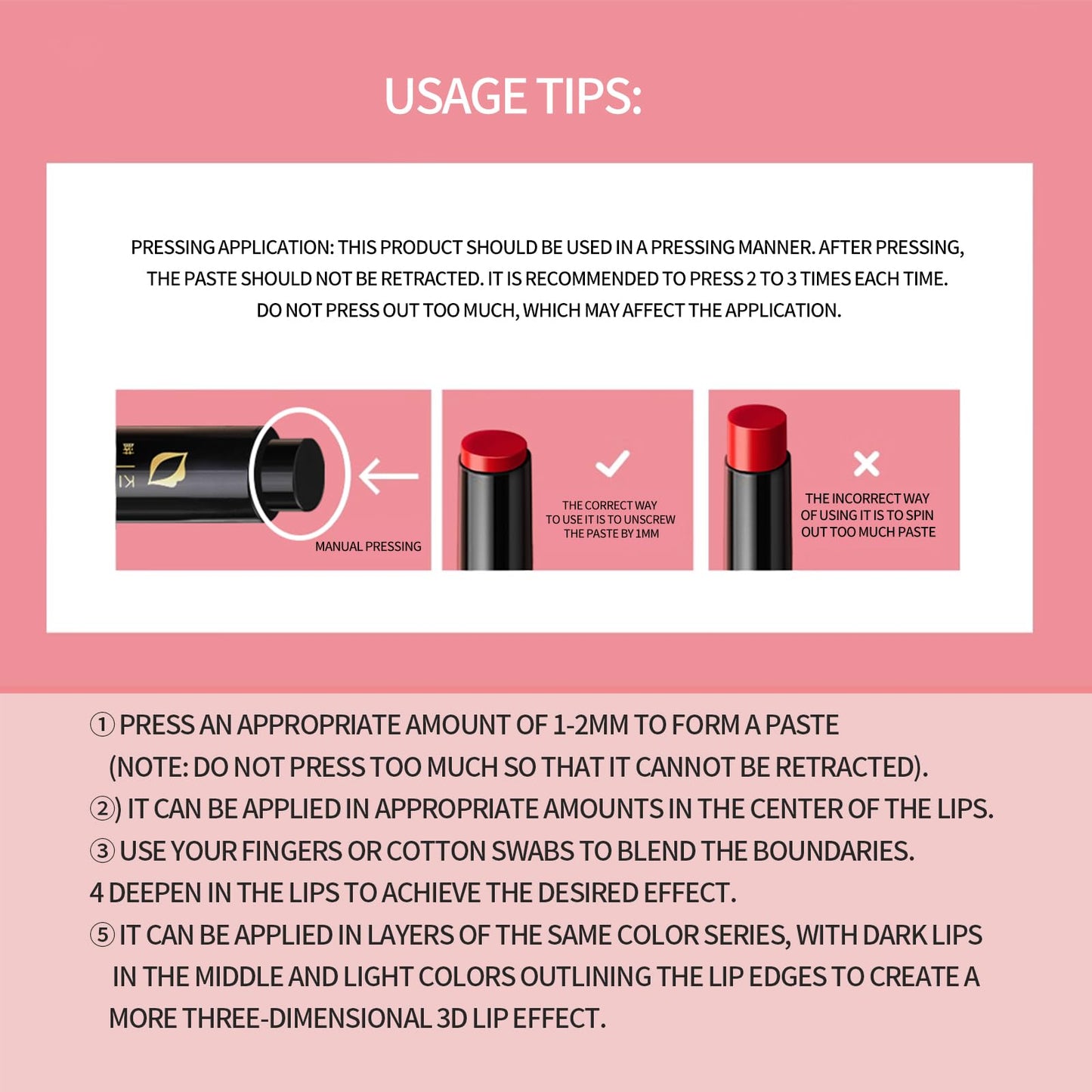 BLUE LOVE 2PC Moisturizing Press Lipstick - Long Lasting Plumping Lip Tint Gloss,High Shine Melting Jelly Lip Balm for Women (Moisturizing 05#+06#)
