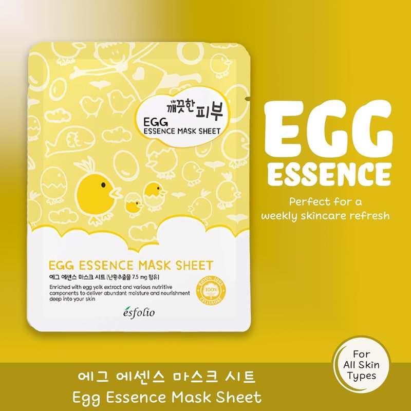 Egg Essence Face Mask - Hydrating & Nourishing Sheet Mask for All Skin Types | Moisturizing Treatment (Pack of 10)
