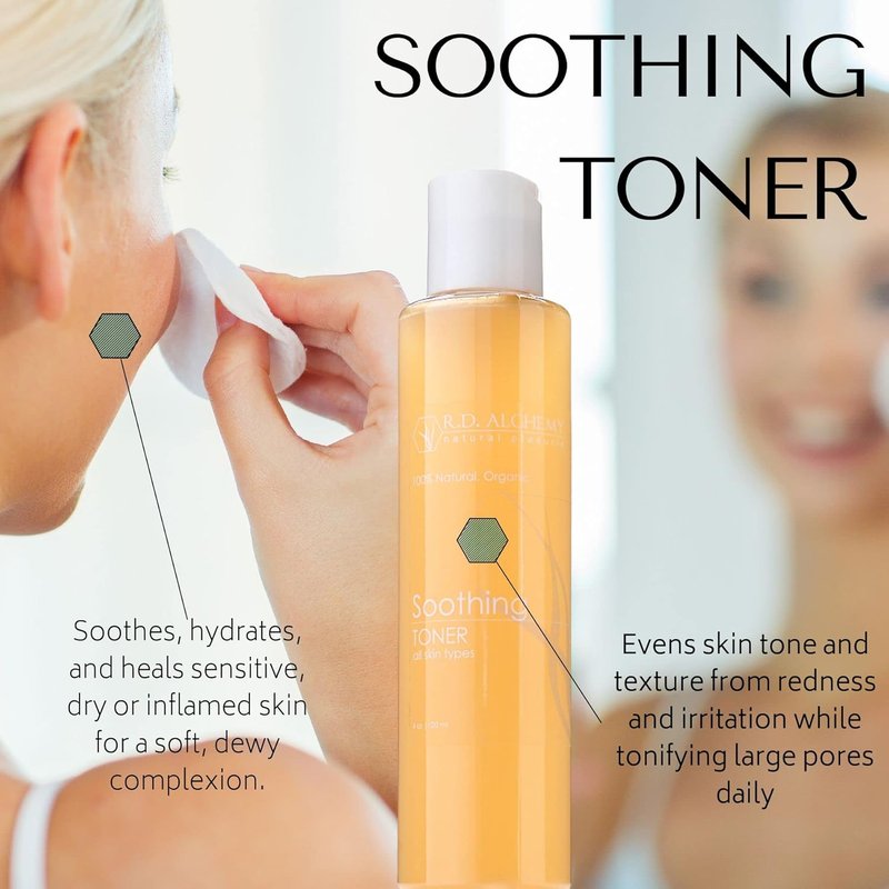 Natural & Organic Soothing Toner - Calming Formula for Dry, Sensitive Skin | Reduces Redness & Pore Size