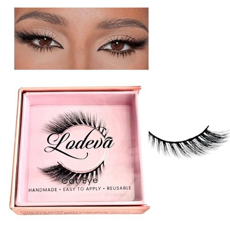 LODEVA 3D CAT EYE LASHES-FOX EYE LASHES-FAUX MINK LASH-FULL GLAM LOOK-FAKE LASHES-WATERPROOF-REUSABLE UP TO 30 WEARS 1Pair (GLAMOR)