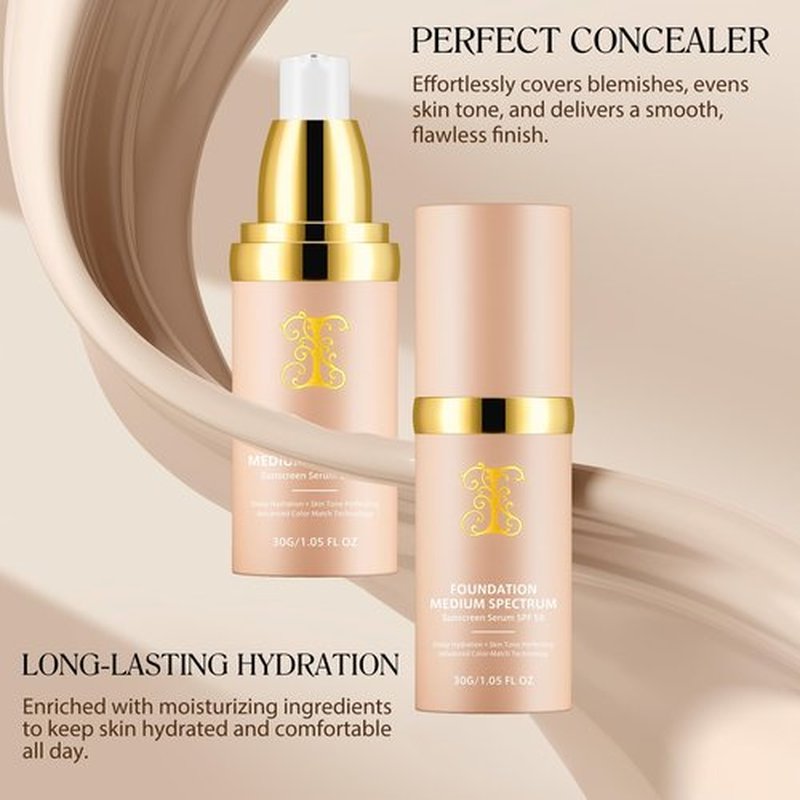 TLM Colour Changing Foundation, 30ml TLM Concealer Cover Cream Liquid Flawless Full Coverage Natural Color Foundation Makeup Base Concealer for All Skin SPF15 (#2, 30ml)