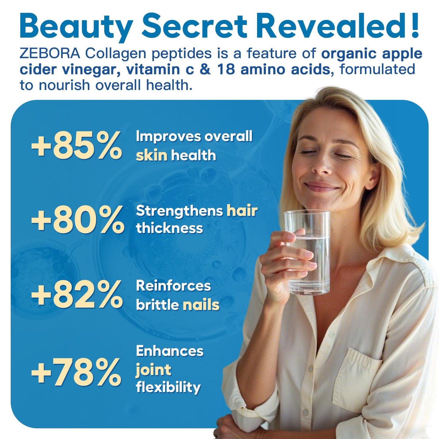 ZEBORA Multi Collagen Peptides Powder with Probiotic for Gut Health, Hydrolyzed Collagen with Digestive Enzymes, Prebiotics for Women, Support Digestive Health, Skin, Hair, Joints, Non-GMO,35 Servings